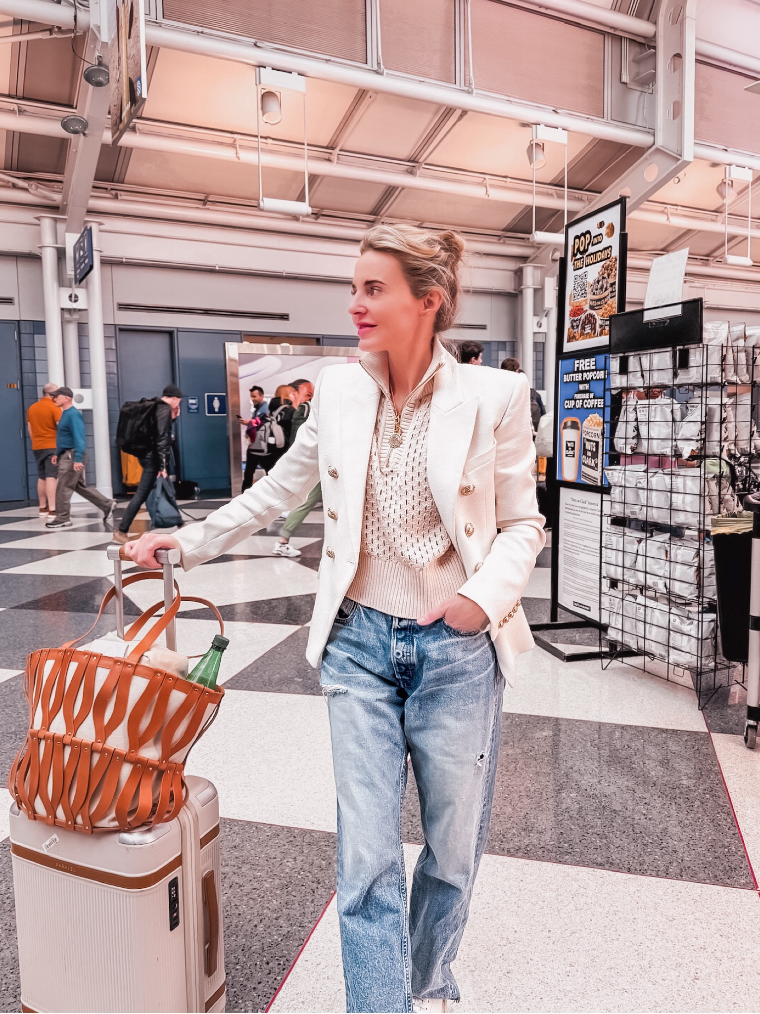 My travel #ootd flying from Colorado to Italy. I packed sweatpants in my bag to change into on the overnight portion of the trip. 

~Erin xo 

#LTKTravel