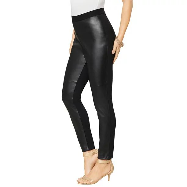 Roaman's Women's Plus Size Faux-Leather Legging Vegan Leather Stretch Pants - 2X, Black - Walmart... | Walmart (US)
