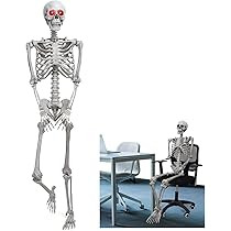5FT Halloween Skelton , 62" Realistic Life Size Decor Bones with Red Light Eyes & Posable Joints for | Amazon (US)