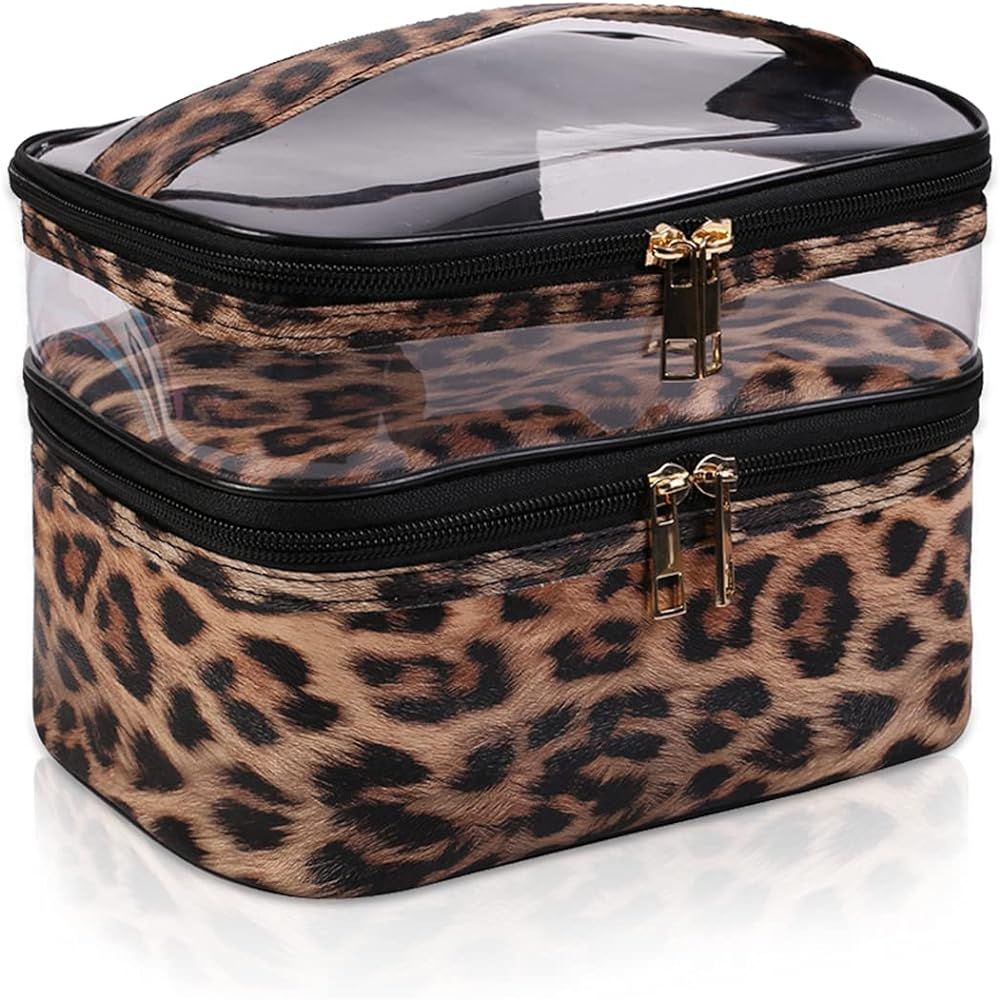 imerelez Double-layer Cosmetic Bag Makeup Bag Travel Makeup Bag Makeup Bags for Women Cosmetics C... | Amazon (US)