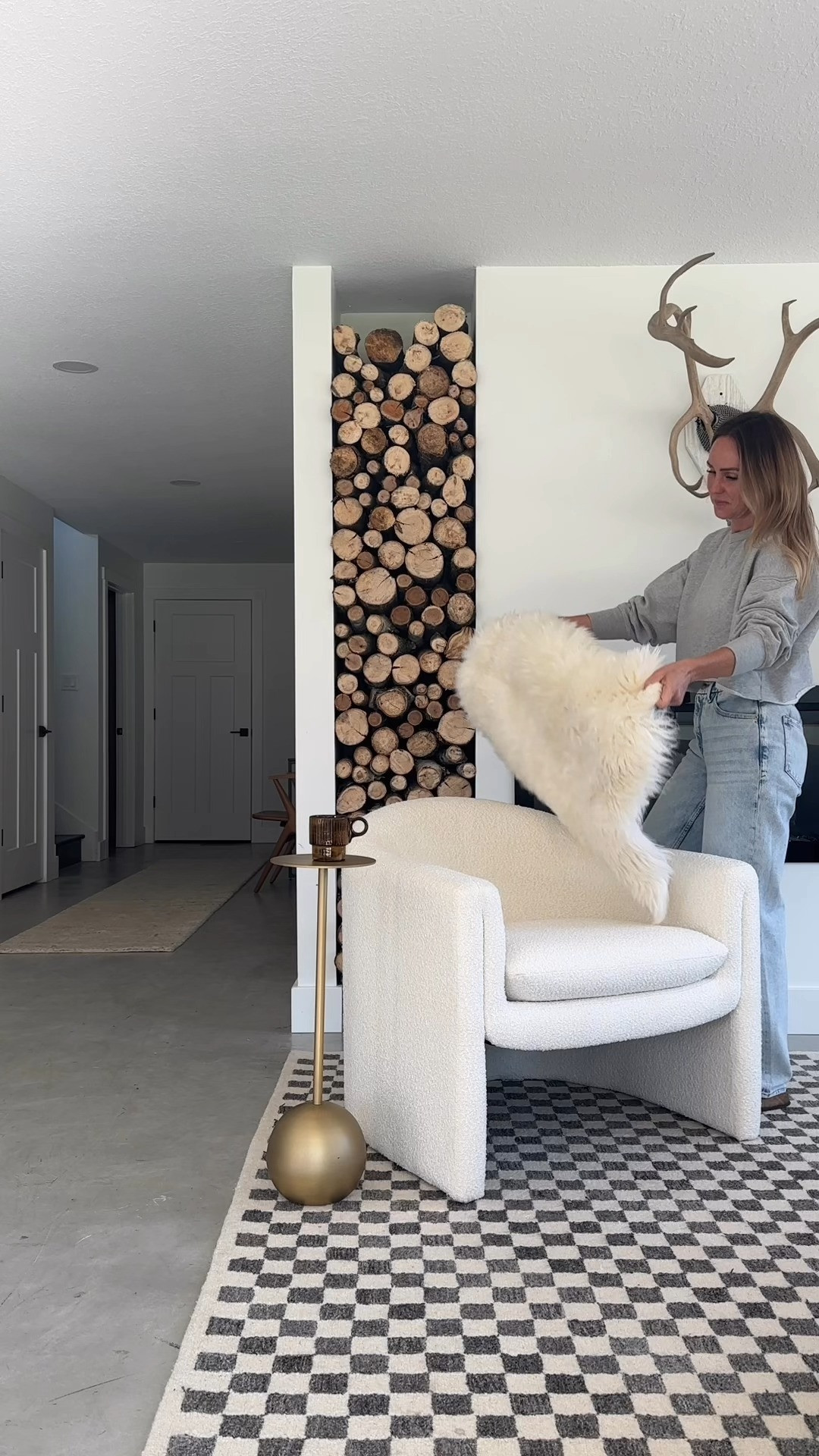 Fall HOME refresh. 🙌🏼🤍 
Using sheepskins is a fail proof way to have white furniture. I wash all my sheepskins in the wash, and hang dry them. #livingroom 

#LTKOver40 #LTKHome