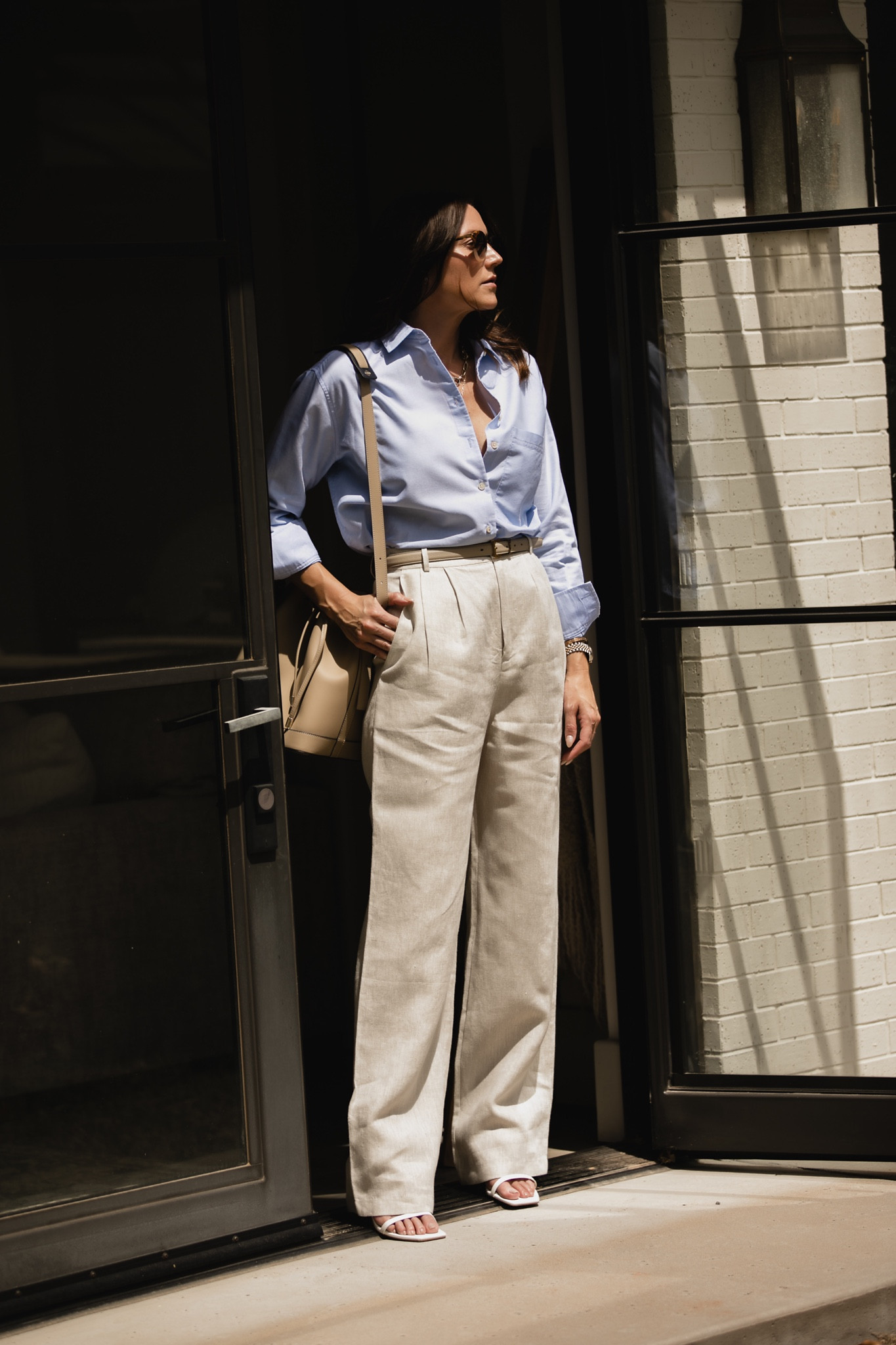 Reformation linen trouser, Ayr blue button up blouse, Amazon heels 

#LTKunder50 #LTKstyletip #LTKFind