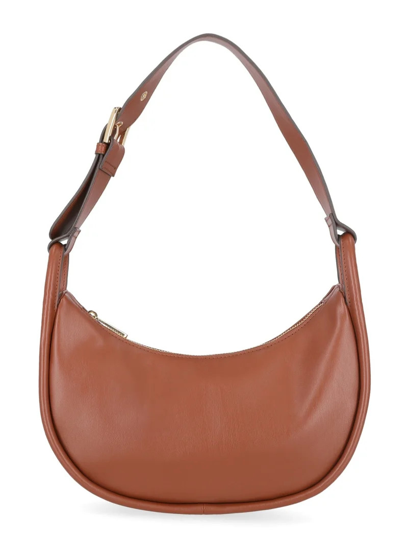 Time and Tru Women's Griffin Cresent Handbag Faux Suede, Cognac | Walmart (US)