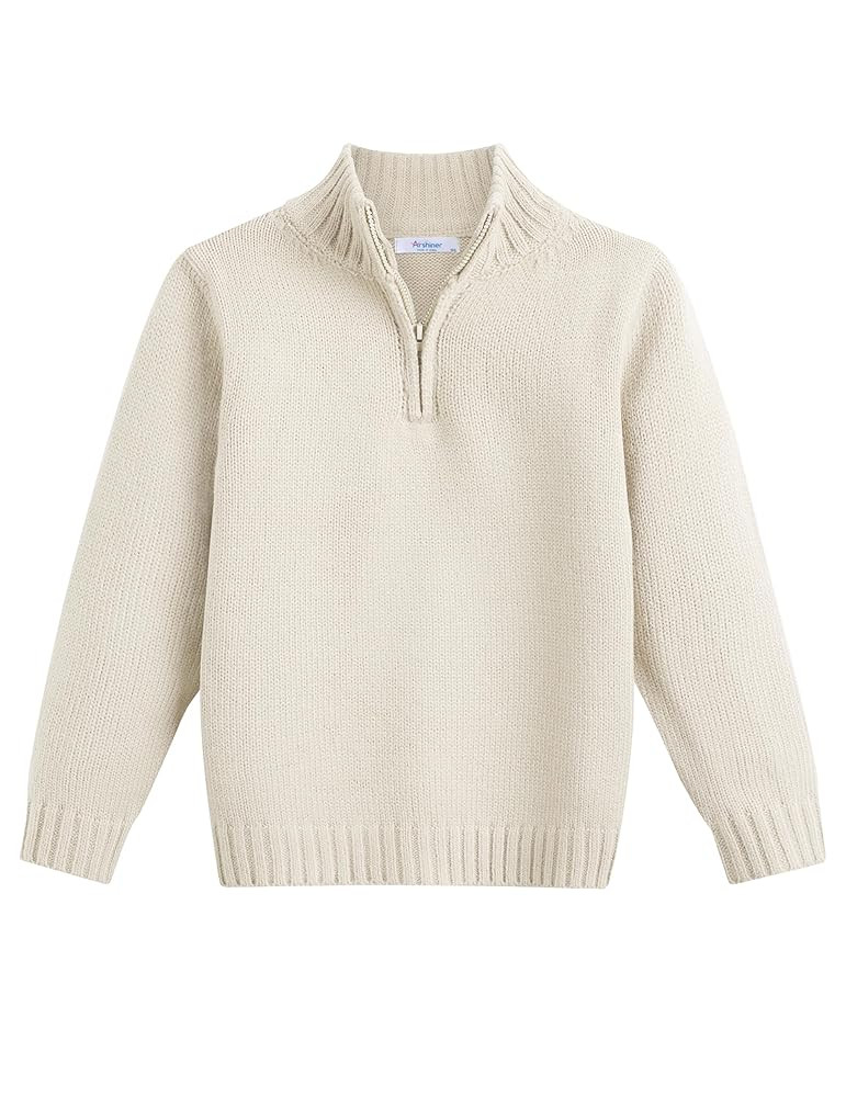 Arshiner Boy's Cable Knitted Sweater Half Zip Lightweight Casual Pullovers for Kids 3-12 Years | Amazon (US)