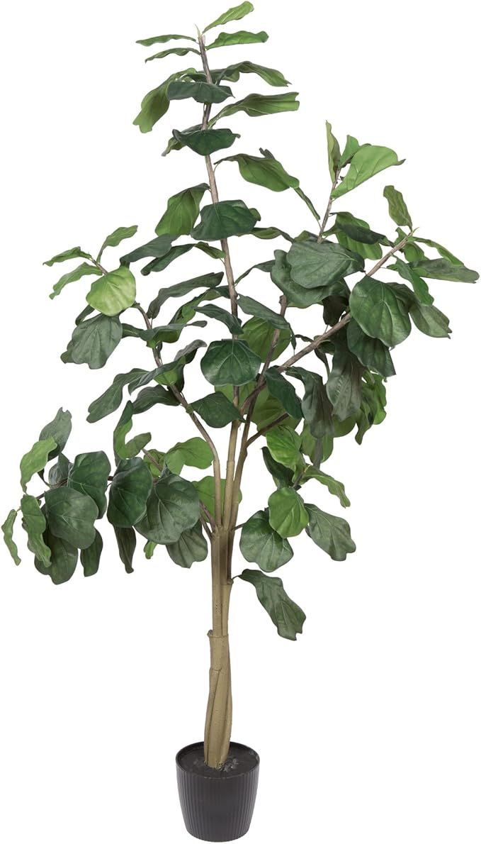 Vickerman Everyday Faux Fiddle Leaf Fig Tree 8ft Tall Green Silk Artificial Indoor Fiddle Plant W... | Amazon (US)