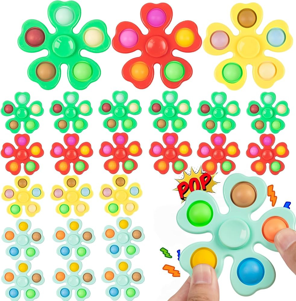 24 Pcs Fidget Spinners Bulk-Mini Pop Bubble Fidget Spinner Toys for Kids Teens Adults Party Favor... | Amazon (US)