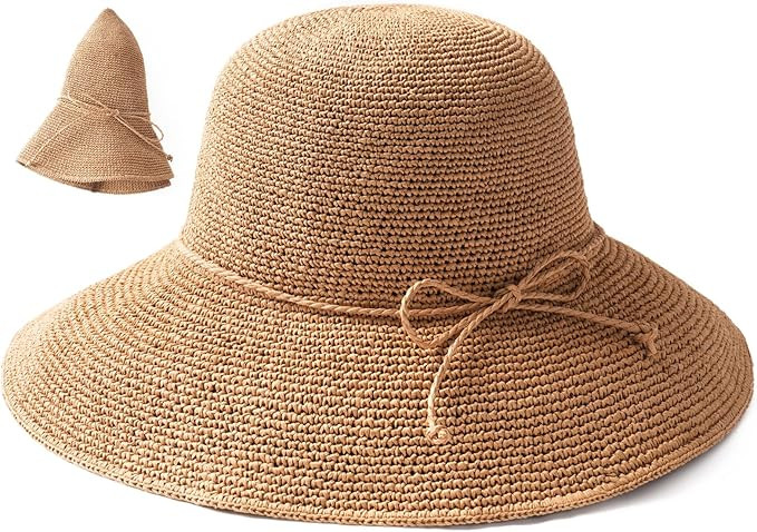 FURTALK Beach Sun Hat for Women Foldable Packable Handmade Straw Hats Sun Protection Floppy Trave... | Amazon (US)