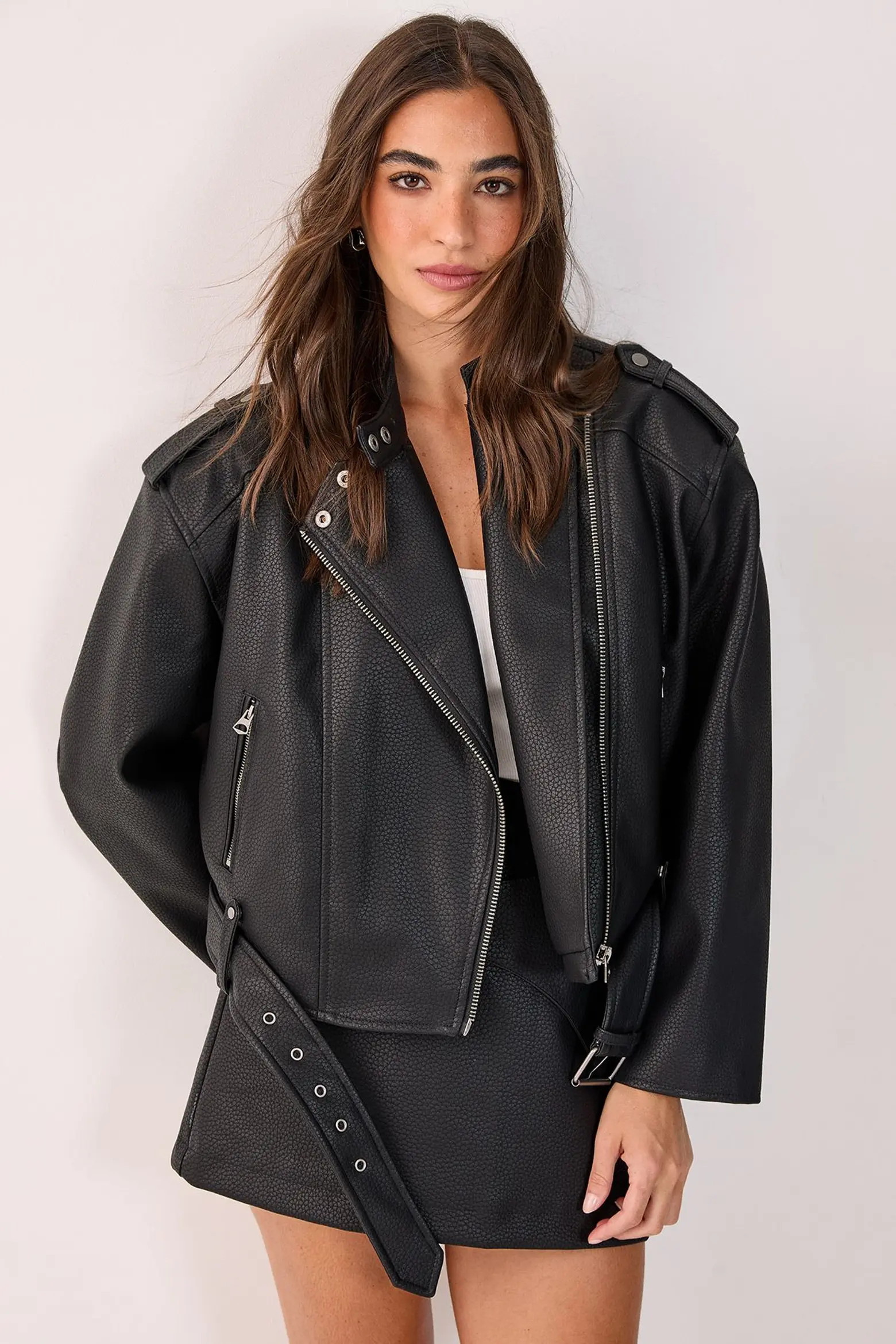Belted Faux Leather Biker Jacket (Women) | Nordstrom | Nordstrom