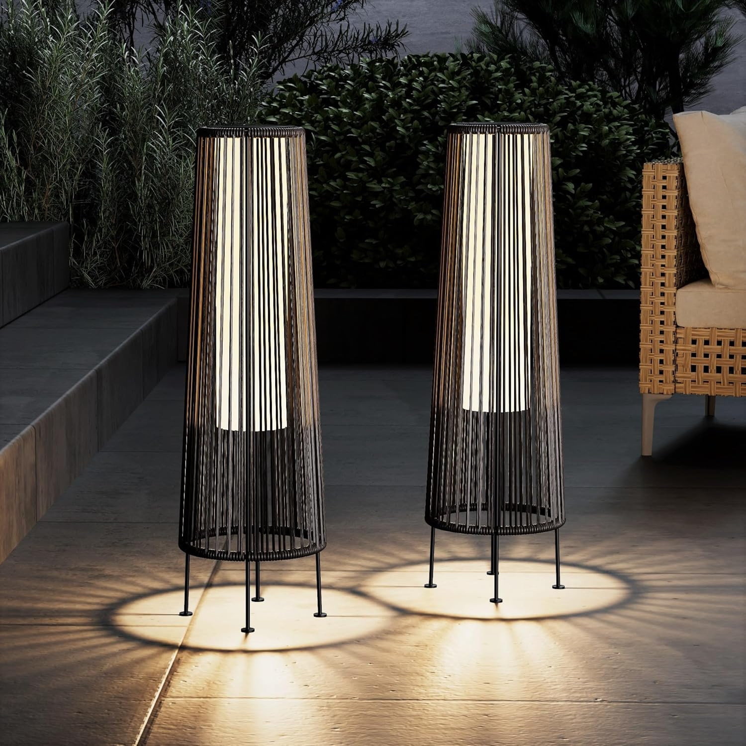Grand patio Outdoor Floor Solar Light 2-Pack, Wicker Solar Patio Lamp Waterproof Outside Solar De... | Amazon (US)