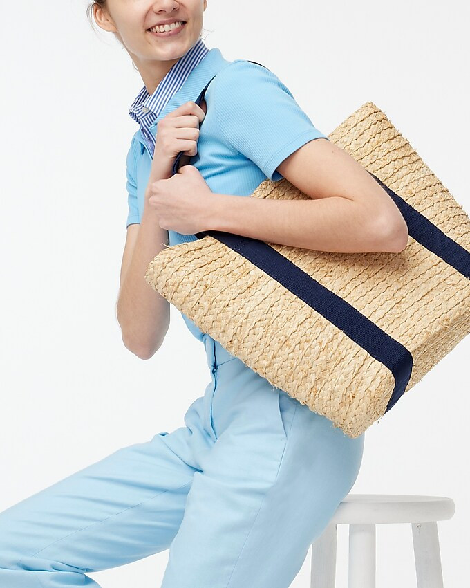 Raffia straw structured tote bag | J.Crew Factory