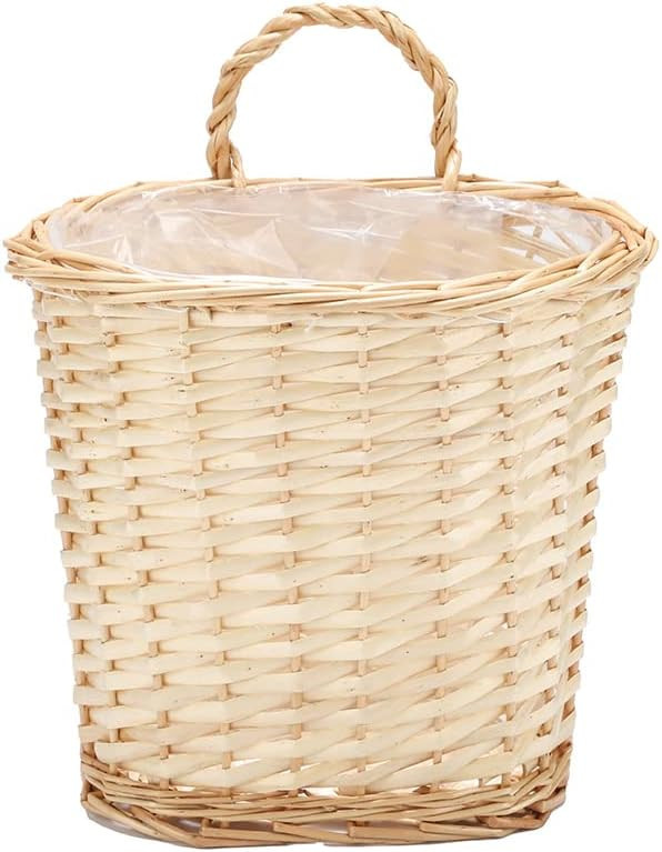 Wall Hanging Basket, Woven Wicker Plant Basket for Door Porch Garden Farmhouse Kitchen | Amazon (US)