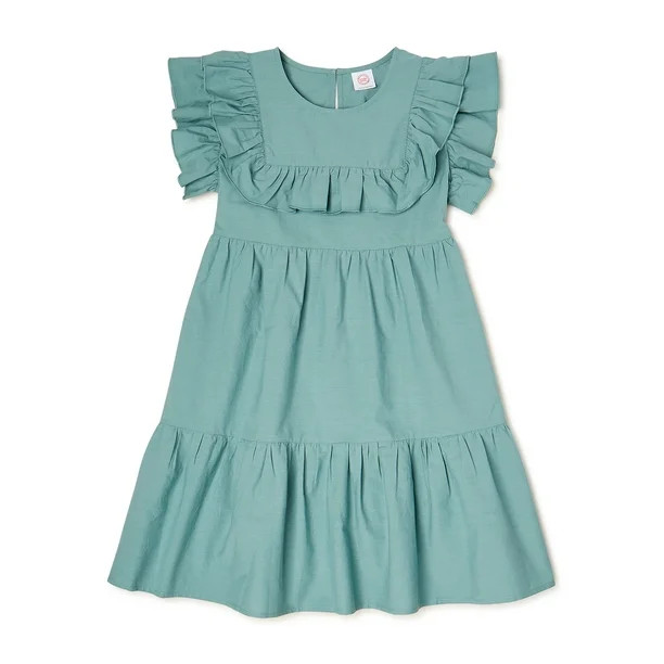 Wonder Nation Girls Ruffle Yoke Dress, Sizes 4-18 & Plus | Walmart (US)