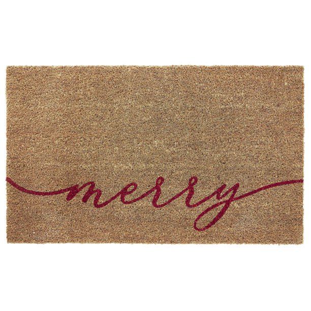 Mainstays Merry Holiday Printed Outdoor Coir Doormat, Natural, 18" x 30" - Walmart.com | Walmart (US)