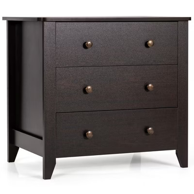 Costway 3 Drawer Dresser Chest of Drawers Bedside Table for Living Room Bedroom | Target
