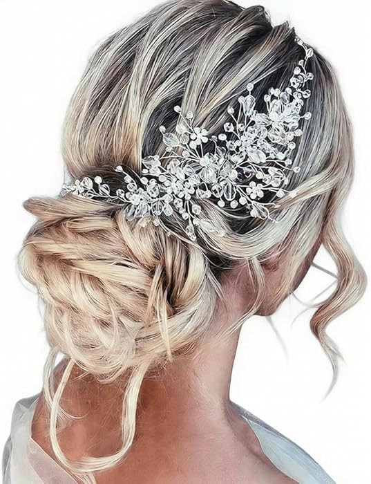 Catery Rhinestone Hair Vine Bridal Headband Wedding Hair Accessories for Bride and Women (Silver) | Amazon (US)
