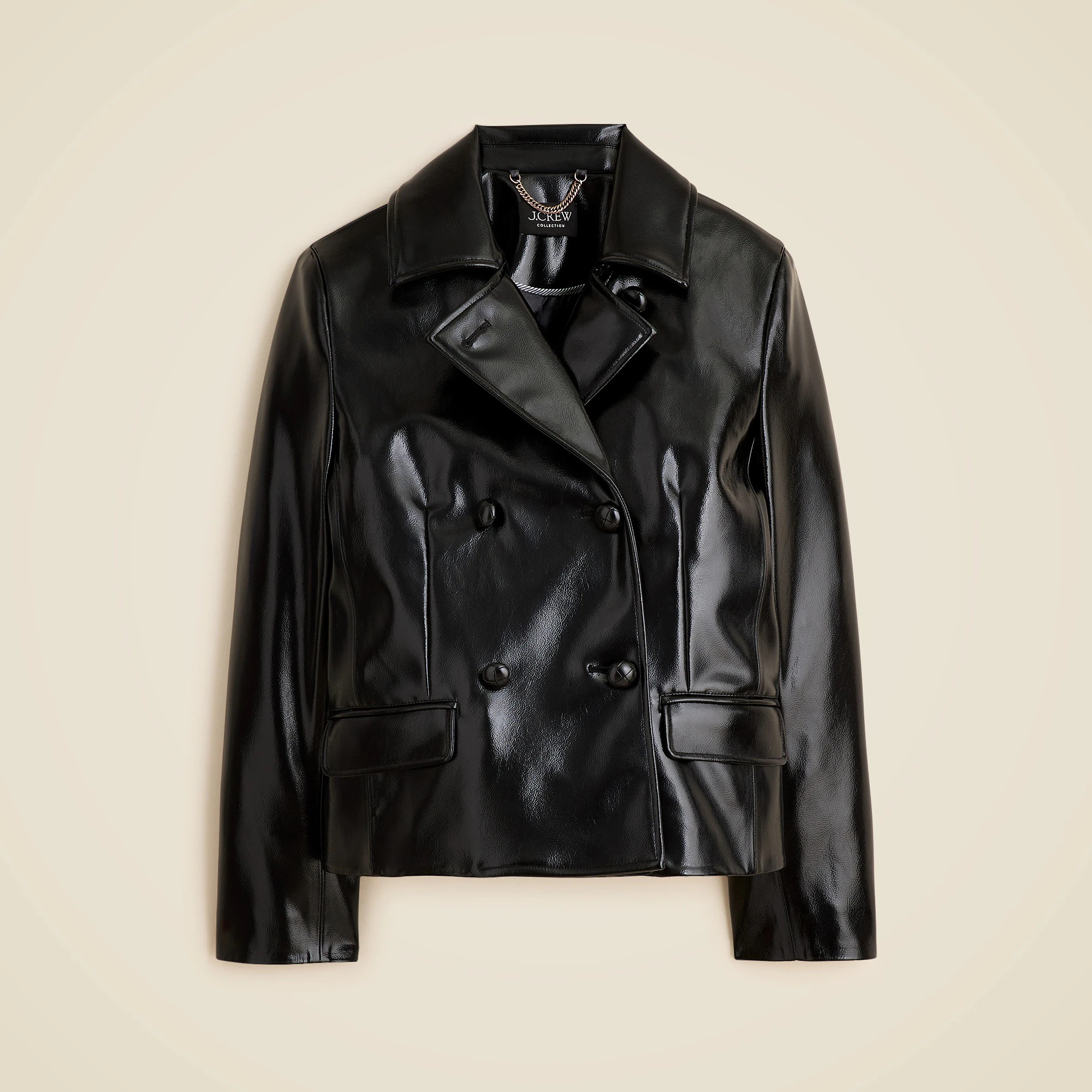 Cropped peacoat in faux patent leather | J. Crew US