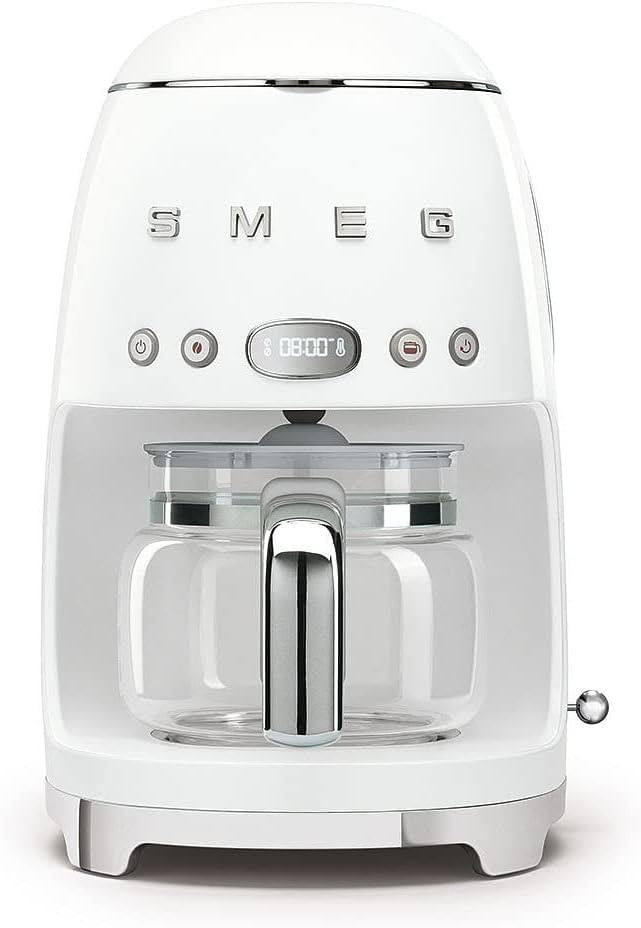 Smeg DCF02WHUK Drip Coffee Machine, Auto-Start Mode, Reuseable Filter, Digital Display, Anti-Drip... | Amazon (US)