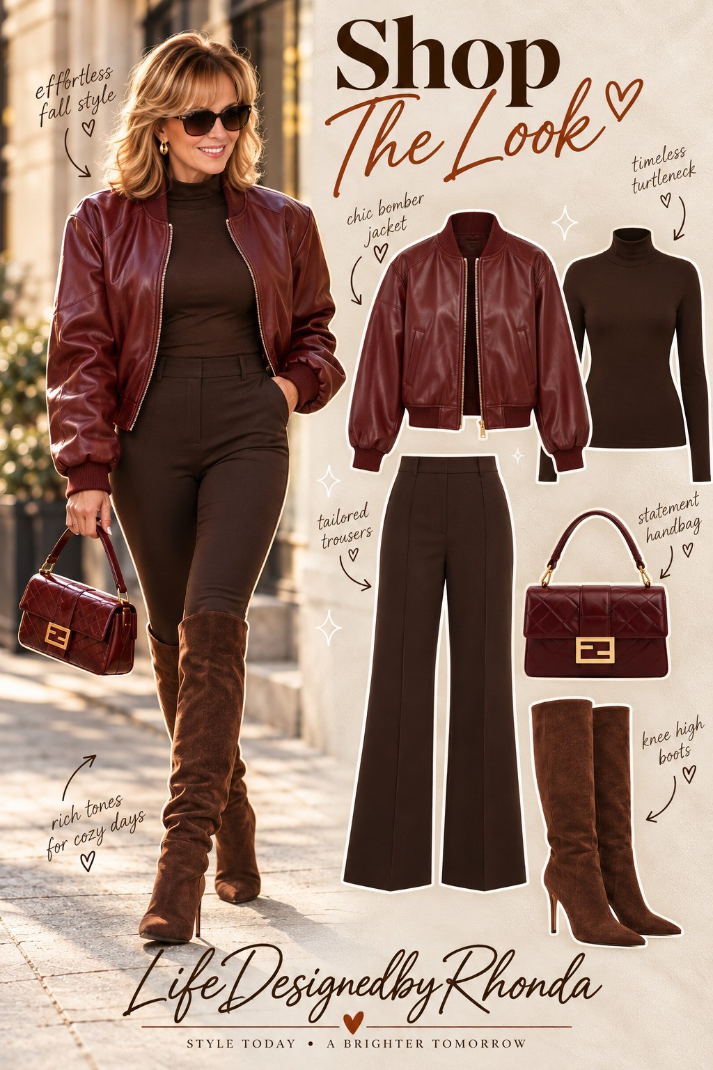 Effortless fall style — chic burgundy bomber jacket + timeless turtleneck, tailored trousers in rich tones for cozy days. 

 #LTKootd #LTKvlog #LTKU