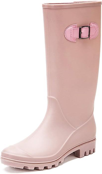 DKSUKO Rain Boots for Women Waterproof Elastic Wellington Boots | Amazon (US)