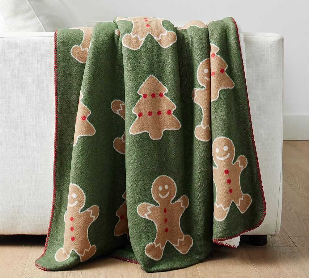Gingerbread Jacquard Sherpa Back Throw | Pottery Barn (US)