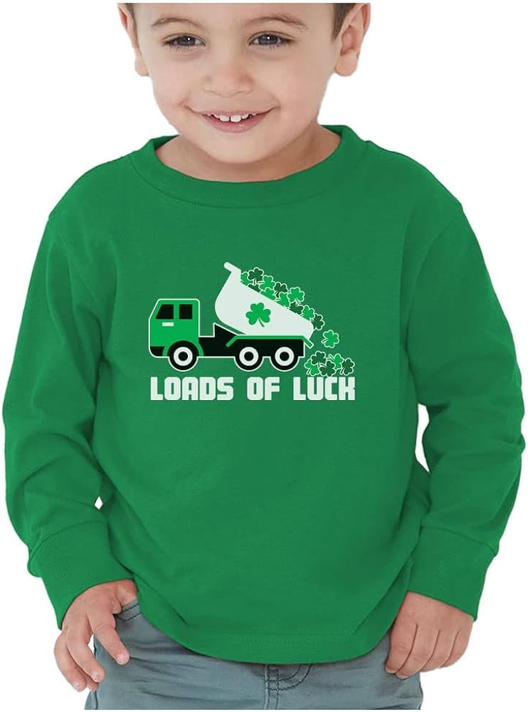 Loads of Luck Boys St Patricks Day Shirt Tractor Kids Long Sleeve T-Shirt | Amazon (US)