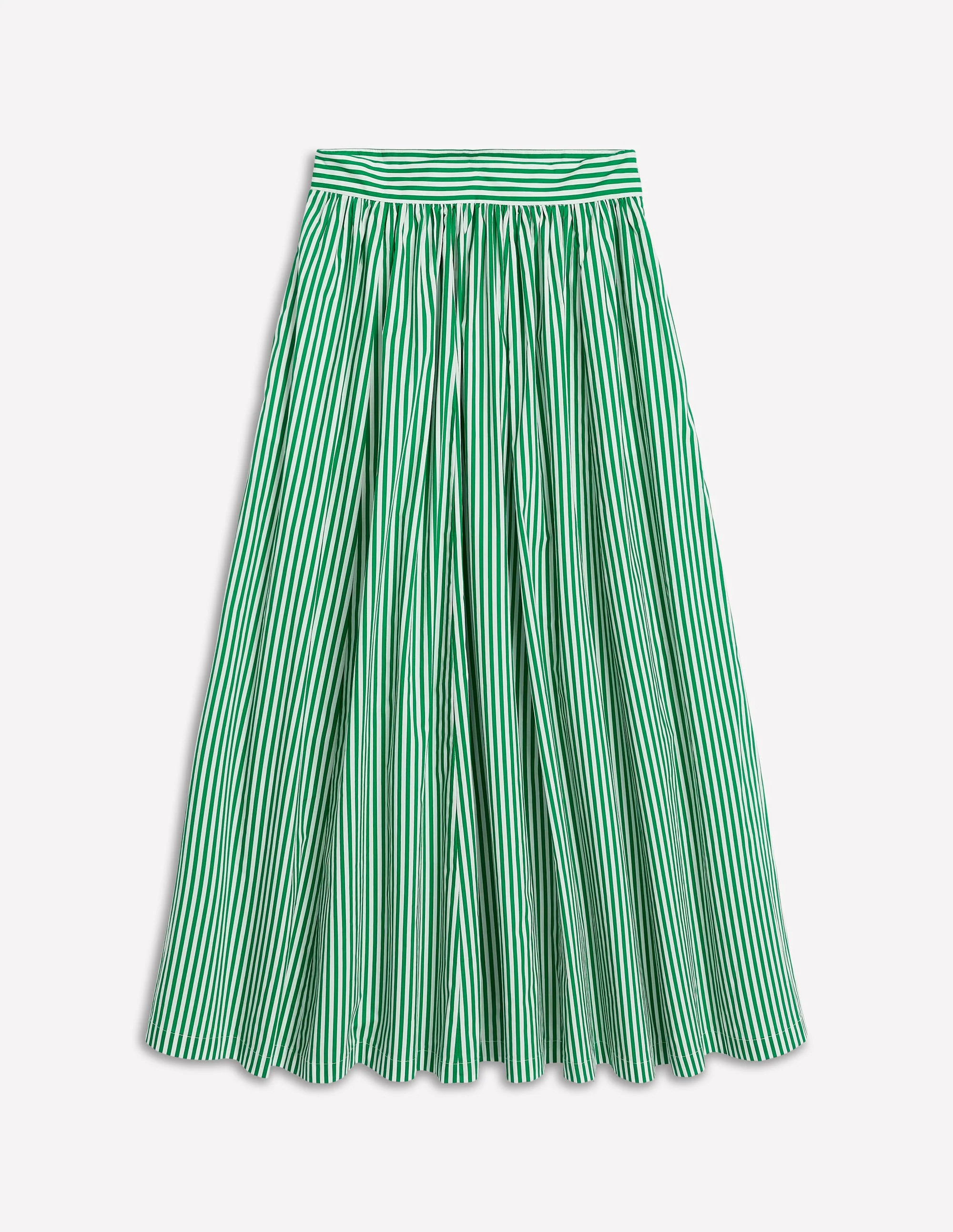 Full Poplin Maxi Skirt-Rich Emerald, Fine Stripe | Boden UK