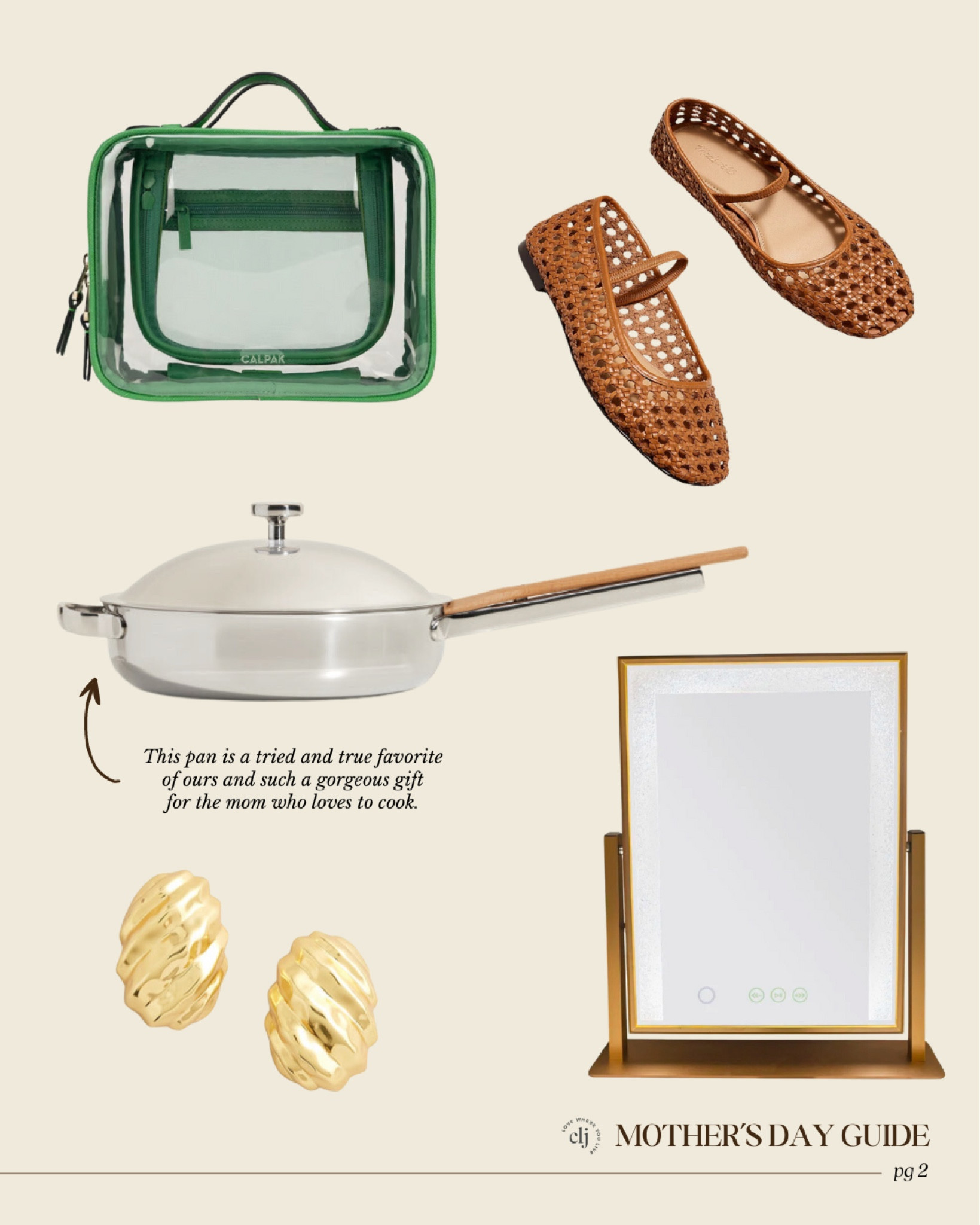 CLJ Mother’s Day Gift Guide 2024 🫶🏻 see the full list at ChrisLovesJulia.com 

Cosmetic bag, woven ballet flats, always pan pro chrome, lighted vanity mirror, textured gold stud earrings

#LTKGiftGuide #LTKfindsunder100 #LTKSeasonal