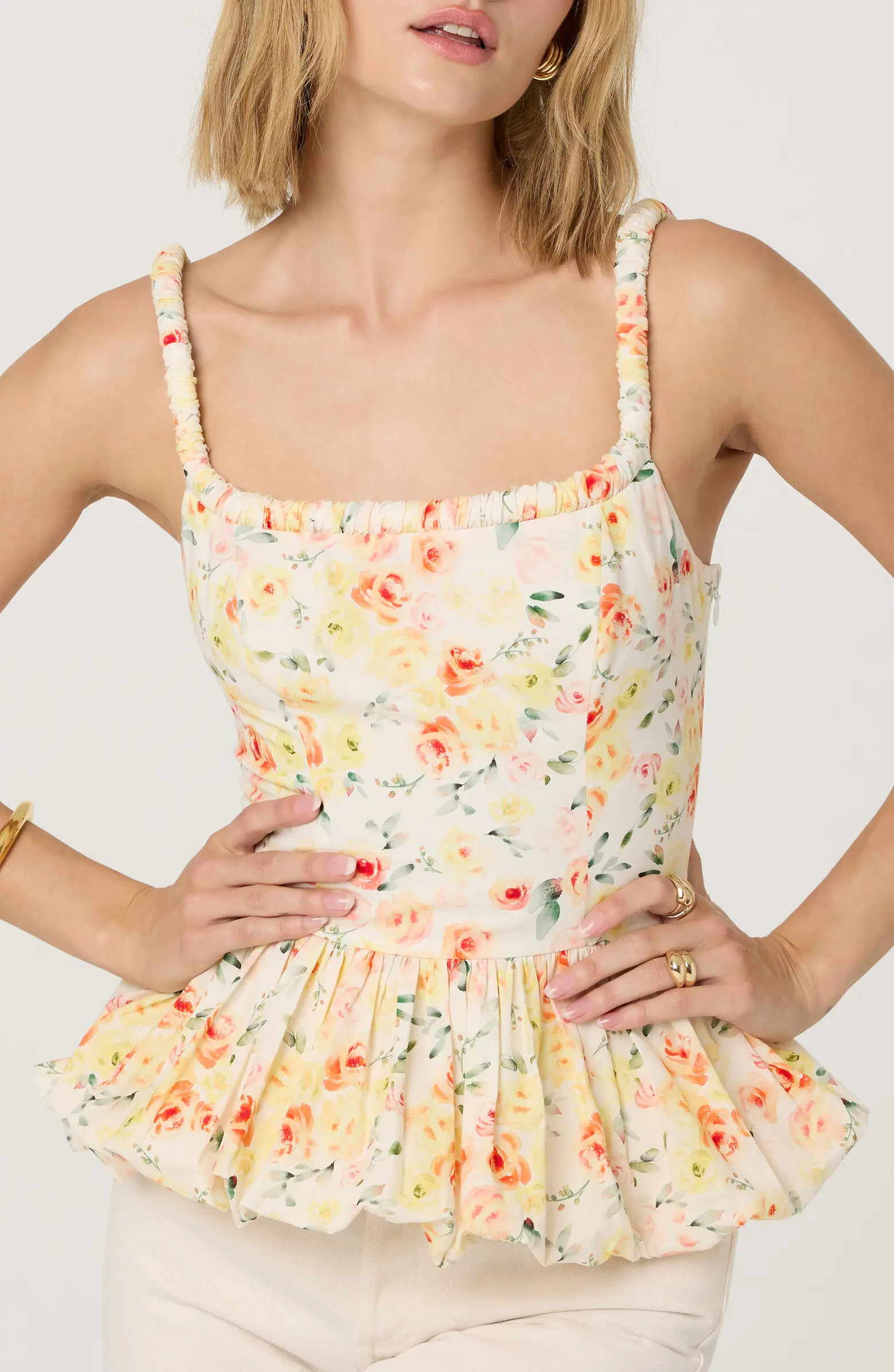 ASTR the Label Bubble Peplum Cotton Camisole | Nordstrom | Nordstrom