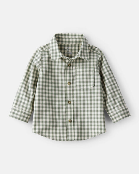 Baby Boy Long-Sleeve Plaid Button Down Shirt - Green | Carter's Inc