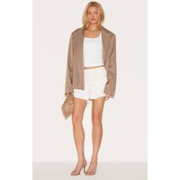 Lace Up Front Frilly Mini Skirt, ivory | PrettyLittleThing US