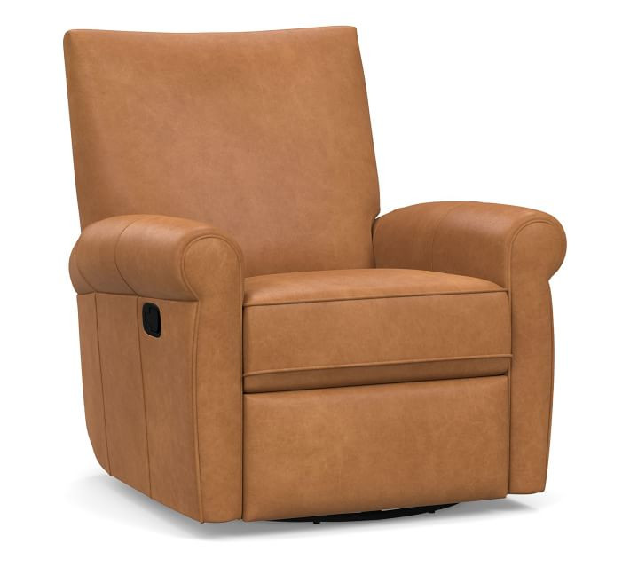 Grayson Leather Swivel Recliner | Pottery Barn (US)
