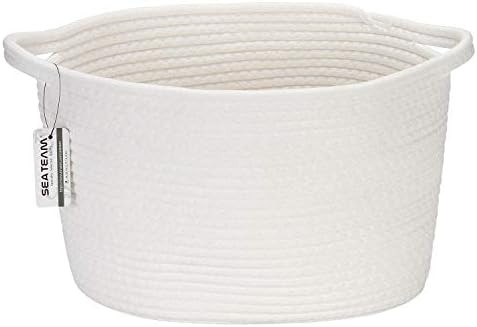 Sea Team Oval Cotton Rope Woven Storage Basket with Handles, Diaper Caddy, Nursery Nappies Organizer | Amazon (US)