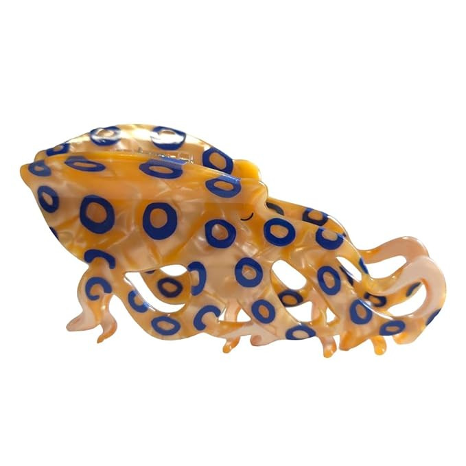 Novelty Blue-Ringed Octopus Hair Clip,Acetate Hair Claw,Big Hair Clips for Women | Amazon (US)