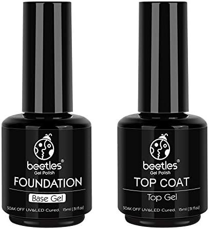 Amazon.com : Beetles 2 Pcs 15ml No Wipe Gel Top Coat and Base Coat Set - Shine Finish and Long La... | Amazon (US)