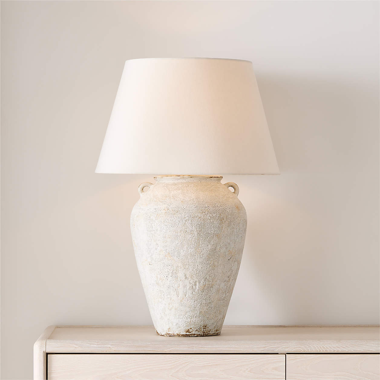 Pompeii Warm White Large Ceramic Table Lamp 27.75" | Crate & Barrel | Crate & Barrel