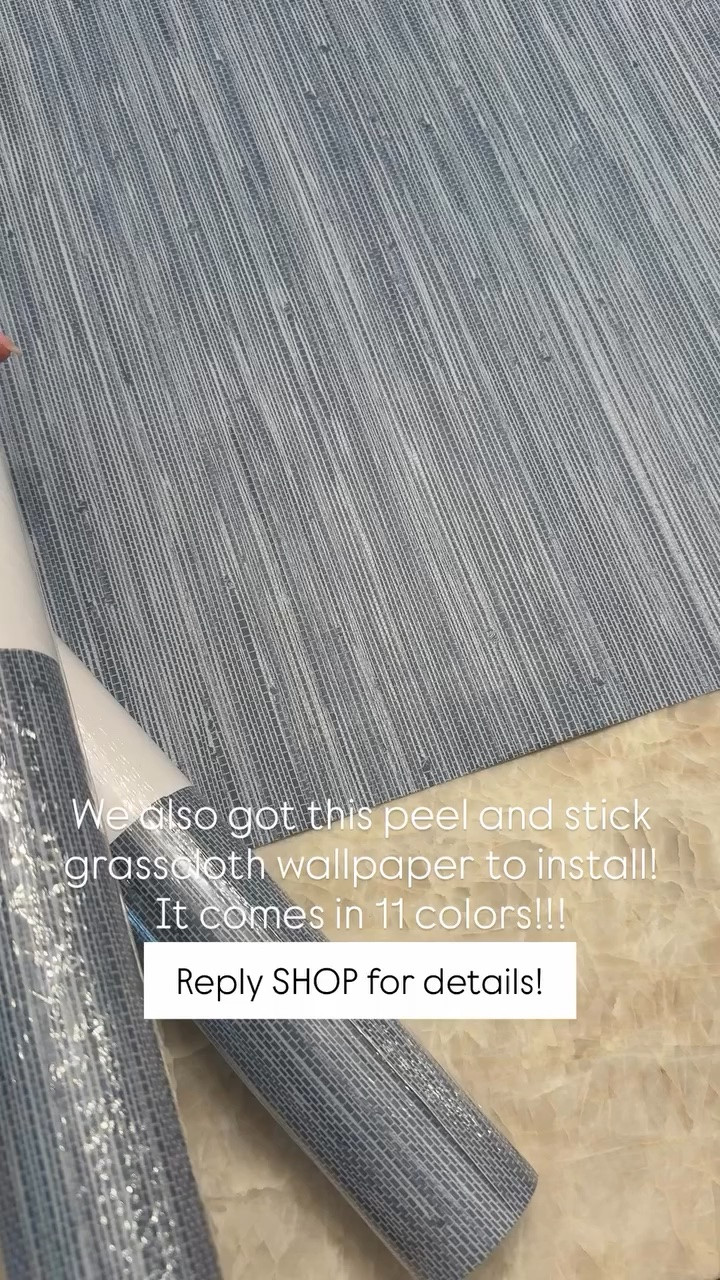 We also got this peel and stick grasscloth wallpaper to install! It comes in 11 colors!!! Reply SHOP for details!