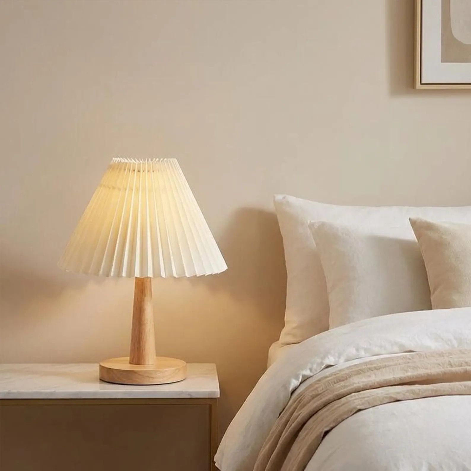 Nordic Pleated Table Lamp, USB Bedside Light | Etsy (Global)