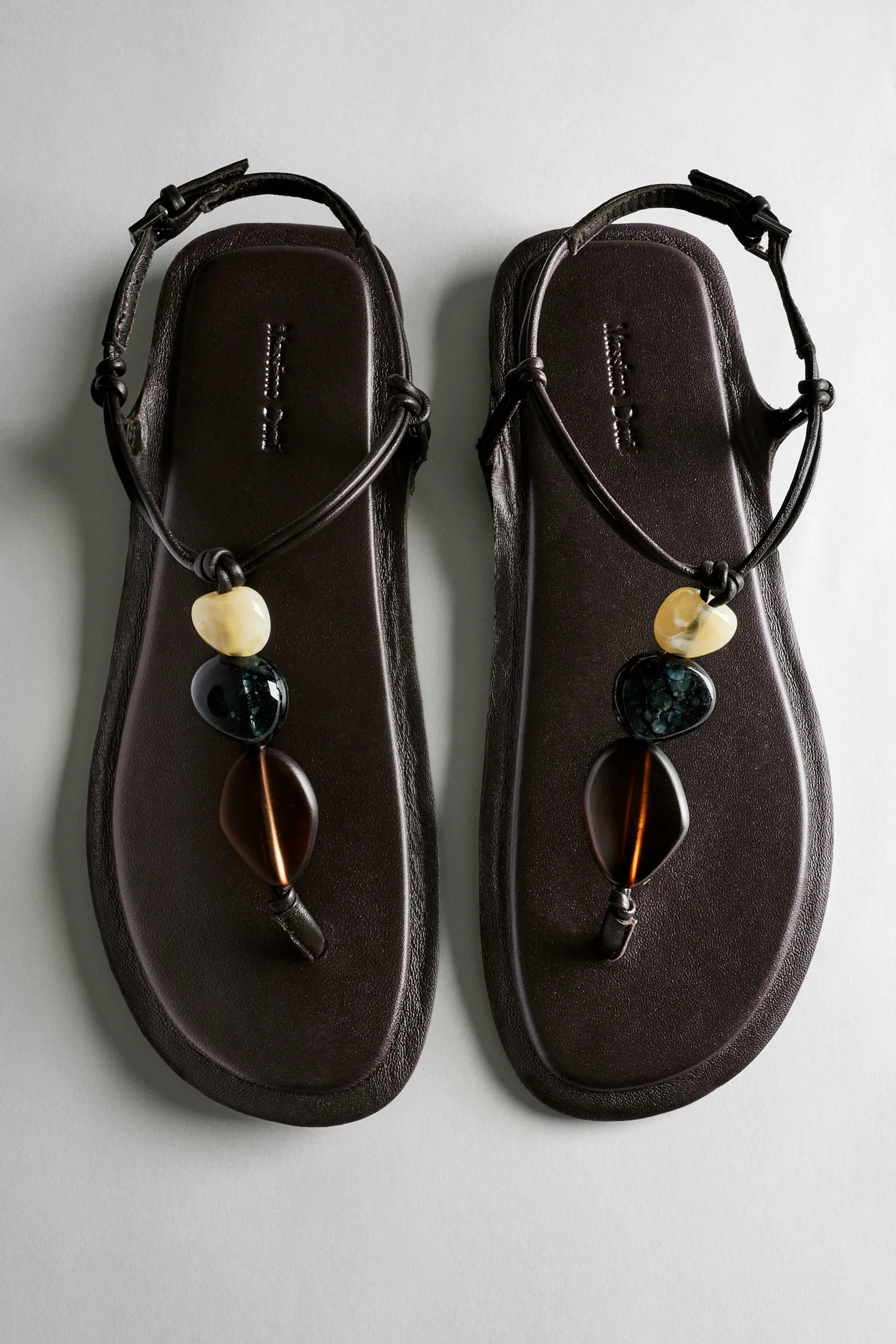 Flat slider sandals with stones | Massimo Dutti US