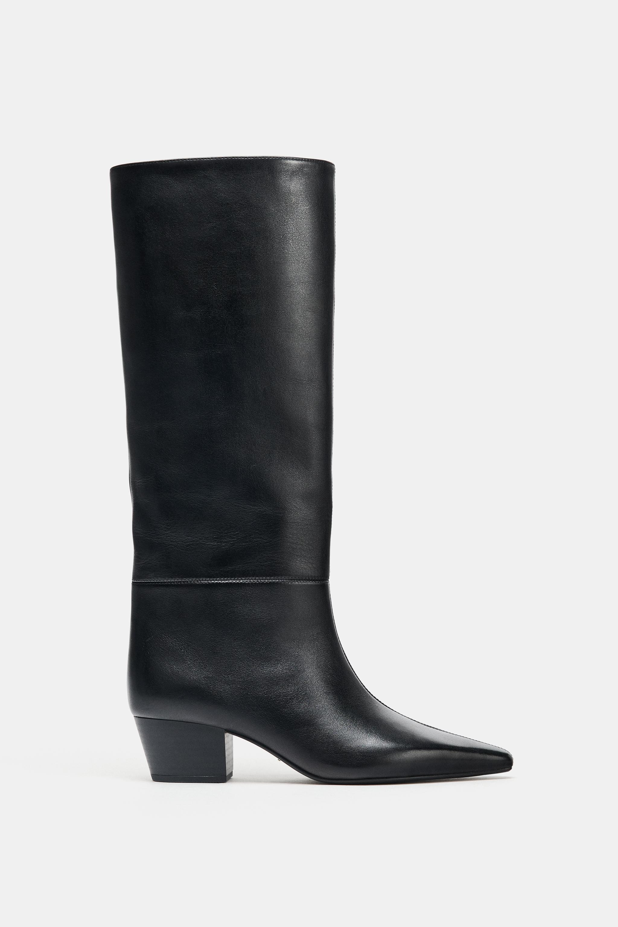 LEATHER HEELED BOOTS | Zara AU