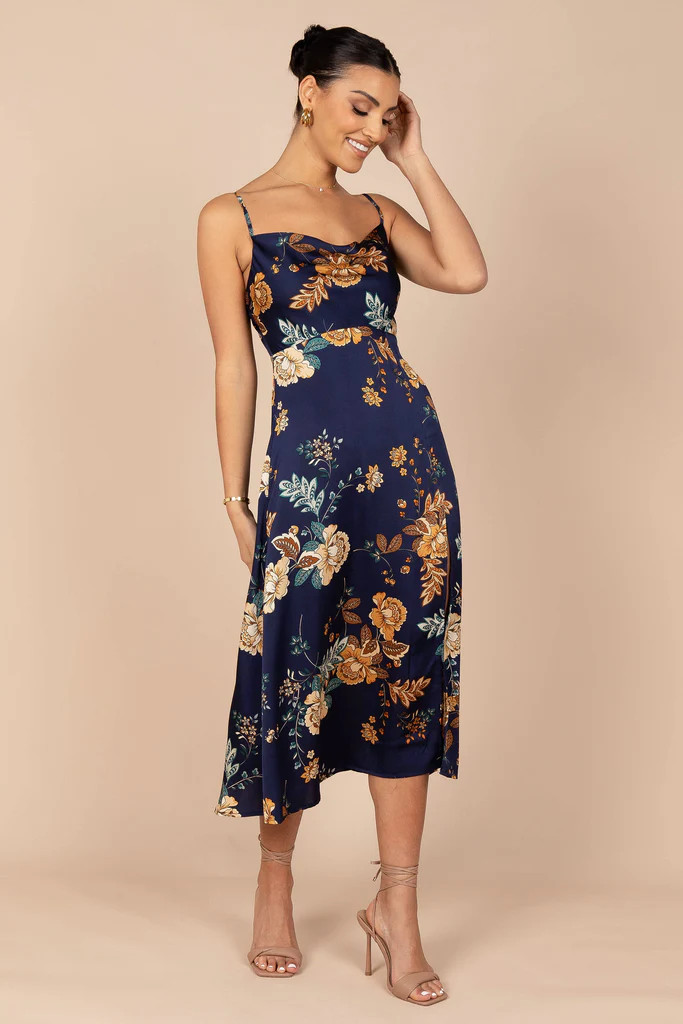 Alejandra Cowl Neck Midi Dress - Navy | Petal & Pup (US)