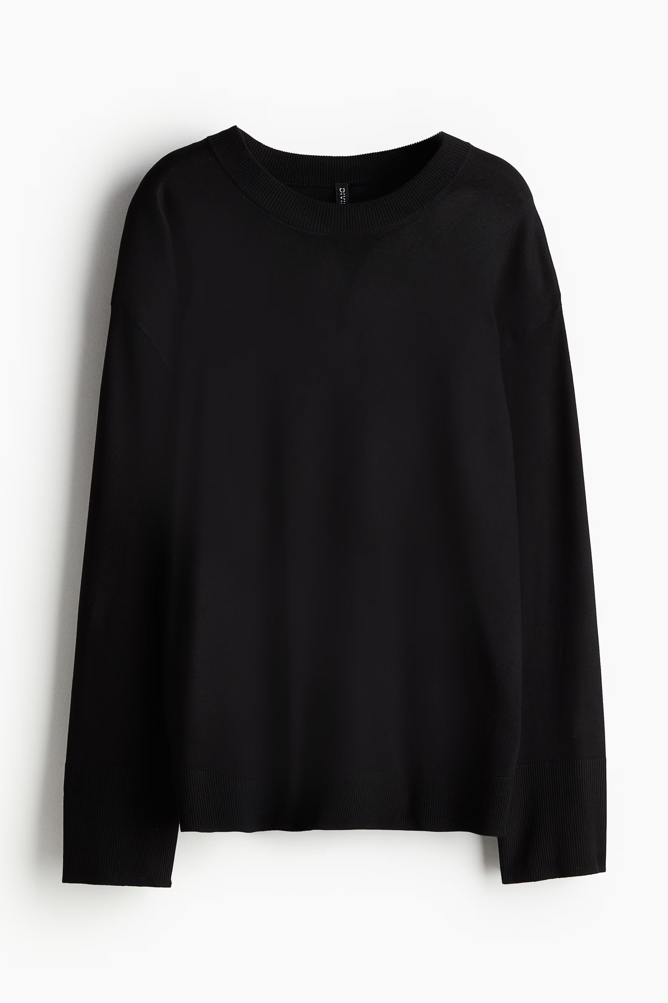 Fine-Knit Sweater - Round Neck - Long sleeve - Black - Ladies | H&M US | H&M (US + CA)