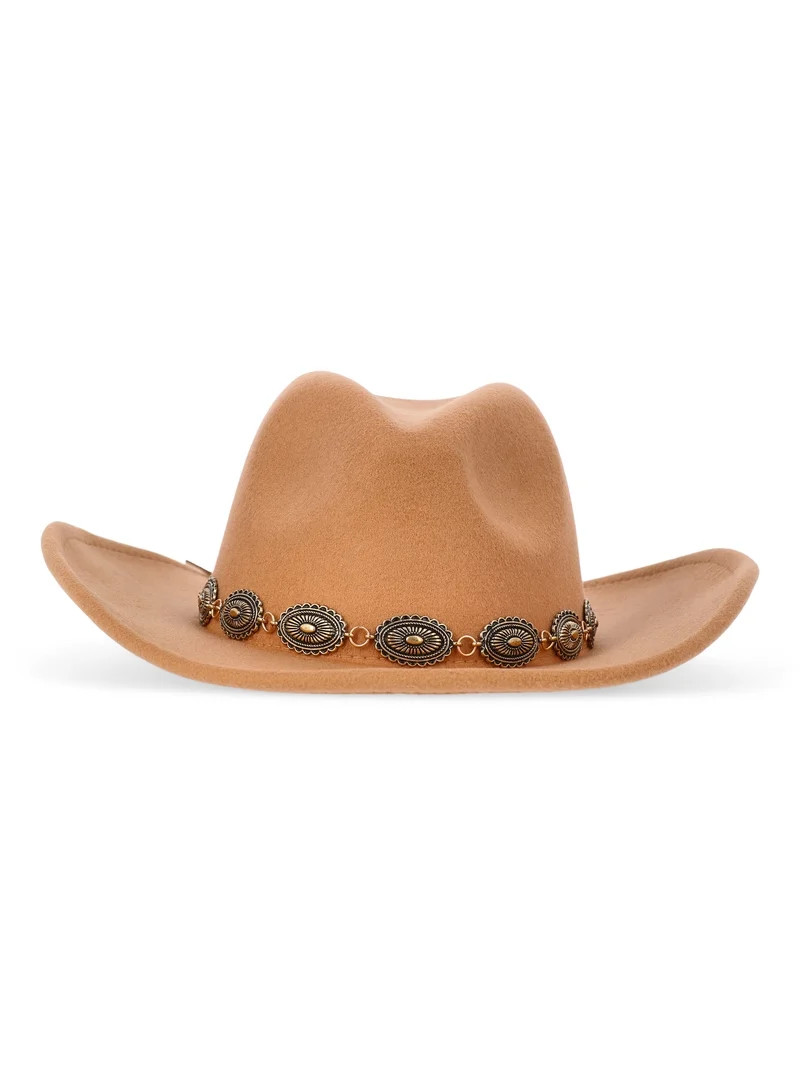 Madden NYC Women's Cowgirl Hat with Belt Accent, Tan | Walmart (US)