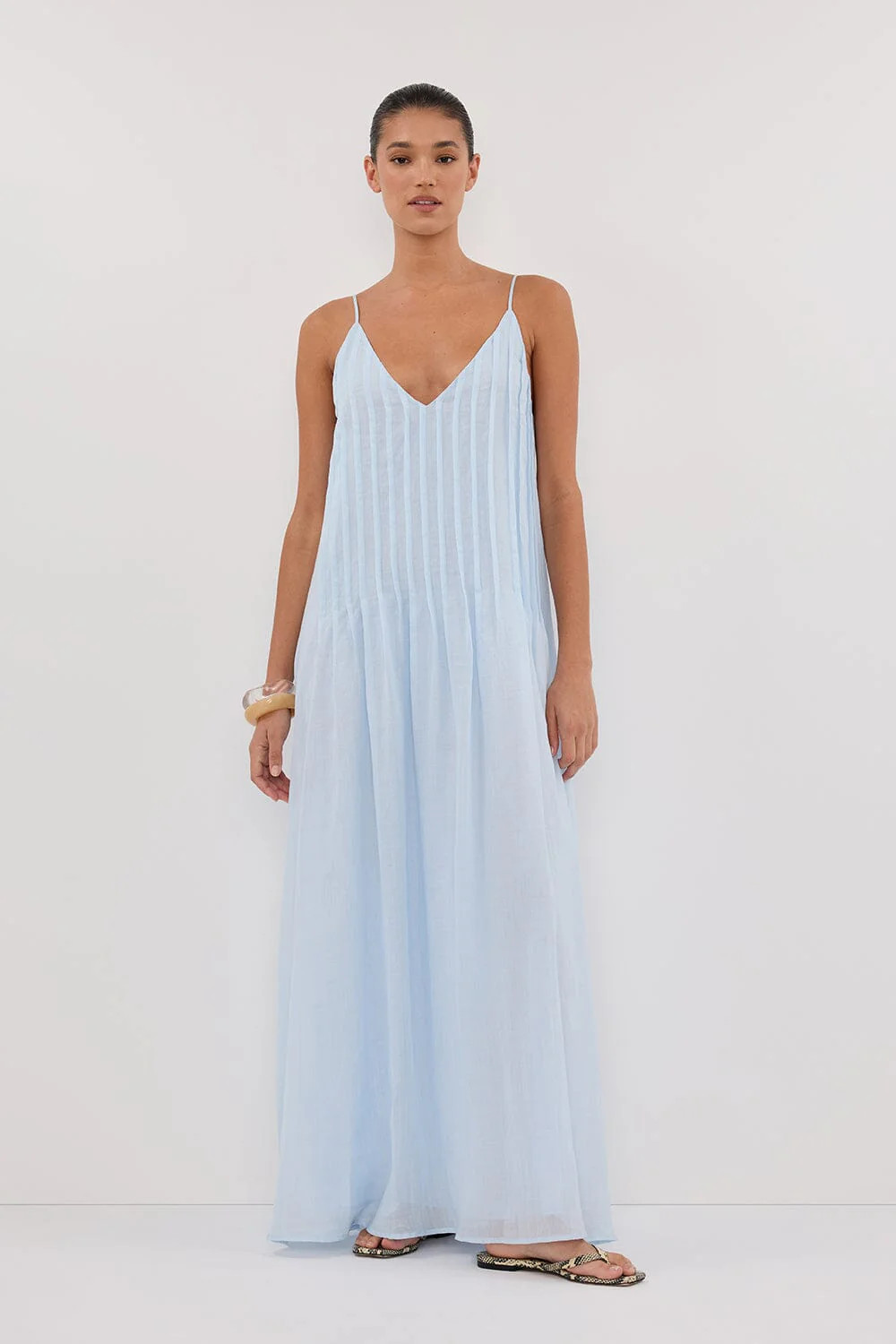 TAHLIA CORNFLOWER RAMIE MAXI DRESS | DISSH