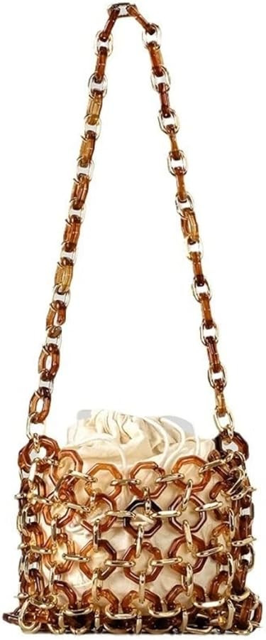 Women's Acrylic Shoulder Bag Hollow Acrylic Evening Handbag Chic Handbag With Acrylic Chain for P... | Amazon (US)