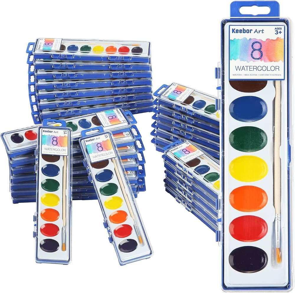 8-Color Watercolor Paint Set for Kids, 36 Pack Washable Watercolors for Party Favors, Gifts, Clas... | Amazon (US)