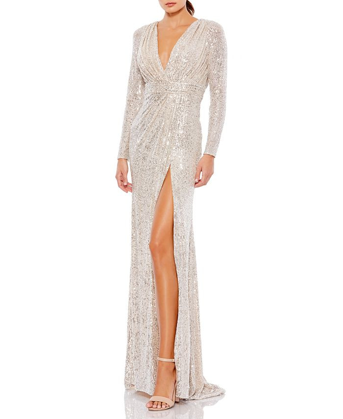 MAC DUGGAL Sequin V-Neck Gown & Reviews - Dresses - Women - Macy's | Macys (US)