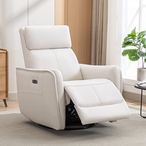 ANJ Power Swivel Rocker Recliner Chair, Electric Glider Reclining Sofa with USB Port, Leathaire R... | Amazon (US)