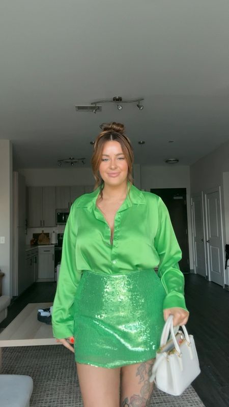 Green going out outfit 💚✨🪩 xl top & xl skort! ✨💕💚

#LTKMidsize