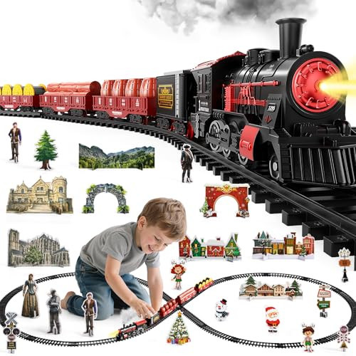 NIPLOOOW Train Set for Kids 3-5, Electric Train Toy with Realistic Sound, Lights and Smoke for Under Christmas Tree,Toddler Model Trains for 3 4 5 6 7 8 Years Old Kids Toys Gifts | Amazon (US)