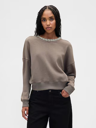 VintageSoft Jewel-Neck Crop Sweatshirt | Gap (US)